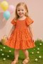 Girl's orange floral print dress with gimped hem - relaxed fit, stylish summer dress