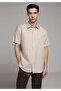 Regular Fit Shirt Neck Plain Men's Beige Long Sleeve Shirt