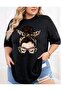 Oversize Women's Leopard Patterned Basic Oversized T-Shirt