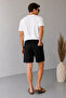 Men's Black Linen Shorts Elastic Waist Comfortable Fit Summer Casual Style - 6