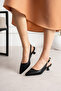 Short - Hazelnut Heeled Women's Shoes 4 cm Skin Black - 4
