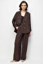 4833 Women's Blazer Jacket Palazzo Trousers Two-Piece Set Brown - 6