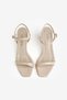 Women's Beige Patent Leather Single Strap Heeled Evening Dress Shoes - 8