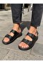 Double Buckle Men's Black Massage Sole Anatomical Slippers - 3
