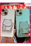 Water Green Edges Gold Detailed Lucky Cat Stand Luxury Silicone Case for Samsung Galaxy A04 - 4