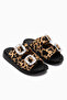 Esila Genuine Leather Leopard Stone Women's Slippers - 3