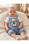 Baby Boy Summer Stylish 2-Piece Set with Teddy Bear Accessory, Denim Overalls and White T-Shirt 3-6-9-12 Months R2566