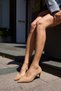 Novi Women's Nude Genuine Leather Suet Mini Heel Stiletto - 3