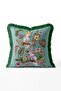 Tropical Parrot and Floral Pattern Fringed Throw Pillow Cover - Exotic Cover with Green Tassels - 2