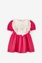 Fuchsia Short Sleeve Scallop Detailed Bowknot Baby Girl Dress - Rosa - 2