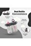 Twin Compartment Water Bottle| Carry Two Beverages| Ideal for Twins| Sip or Straw| Kids Choice - 900 ML, Black and Green - 5