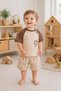 Baby Boy 100% Cotton Lion Printed Safari Shorts Set - Cream Brown 6-24 Months - 2