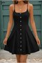 Women's Square Neck Thin Strap Buttoned A-Line Mini Dress - 2
