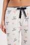 Women's regular fit classic cut viscose elastic waist bow detailed printed white pajama bottoms - 6