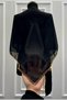 Square Black Chiffon Groom Shoulder Cover, Gold Glitter Edge, Groomsmen Bridesmaid Henna Solider Shawl Veil - 2