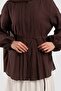 Ribbed Detailed Cotton Voile Shirt Bitter Brown - 6