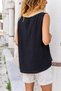 Women's Black V-Neck Straw Detailed Casual 100% Cotton Muslin Summer Sleeveless Blouse 3424253 - 3