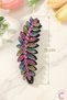 Women's Colorful Crystal Stone Leaf Design Luxury Large Banana Hair Clip 11 cm - Practical Clip-On Hairpin - 2