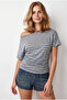 Women's Striped Smoked Drape Detailed Viscose Blouse Blz-19003359 - 5