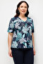 V-Neck Patterned Plus Size Blouse - 2