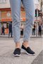 Women's Black and White Knitwear Comfortable Daily Walking Mother's Shoes Lightweight Loafer Flexible Casual Sneaker - 3