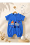 Baby Boy Happy Little Whales Printed Summer Short Sleeve Stylish Baby Romper - 3