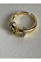 Gold Color Zircon Stone Sun Detailed Adjustable Ring - 2