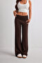 High Waist Folded Belted Relaxed Fit Women's Wide Leg Sweatpants - 2