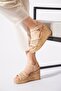 Opes Straw Weave Cork Sole Women's Wedge Heel Sandals Beige - 3