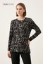 Women's Black Silhouette Print Patterned Glitter Lycra Mother Combed Cotton Blouse