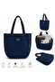 Washable Denim Bag with Arma Detail Dark Blue - 2
