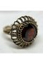 Bronze Vintage Women Ring Authentic Copper Jewelry Red Crystal Round Victorian Adjustable - 5
