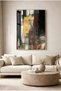 Modern Abstract Anthracite and Gold Themed Glass Table - Gold Metal Framed Table for Home, Business, and School - 2