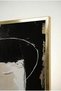 Beige and Black Abstract Fine Line Detailed Modern Glass Painting - Gold Metal Framed Home, Business and School Painting - 4