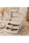 Luxury Leather-Look Jewelry and Gemstone Storage Box with Drawers Organizer