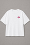 Pink Mood Lips Embroidered White Oversize Unisex T-Shirt 30/1 Regular Fabric - 3