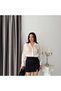 Ecru Collar Brooch Detailed Shiny Chiffon Shirt - 4