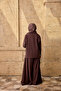 Women's Double Pocket Zippered Loose Trousers Set Brown - 5