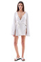 Soft Cotton Women's Beach Dress - Long Sleeve Mini Kimono Pareo - 4