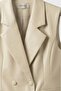 Women's Double-Breasted Collar Buttoned Sleeveless Vest Beige - 2