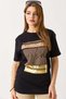 Women's Shiny Letter Printed Tshirt Black - 3