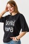 Women's crew neck relaxed fit short sleeve t-shirt - black - 3