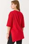 Women's cherry print side slit crew neck t-shirt - red - 4