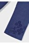 Girl's Embroidered Cuffed Trousers Navy Blue - 3