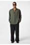 Basic oversize long sleeve linen look shirt - 4