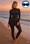 Women's Long Sleeve Zippered Skirted Swimsuit - with Chest Pads