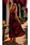 Cotton Patterned Shoulder Tie Women's Summer Dress with Pockets - 4