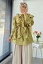 Premium Collared Blouse with Flounce Detail – Oil Green