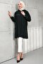 Black Hooded Tunic with Hidden Zipper - 4