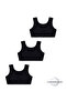95% Cotton Girls' Lycra Combed Cotton Thick Strap Padded Training Bra Set of 3 / Half Tank Top